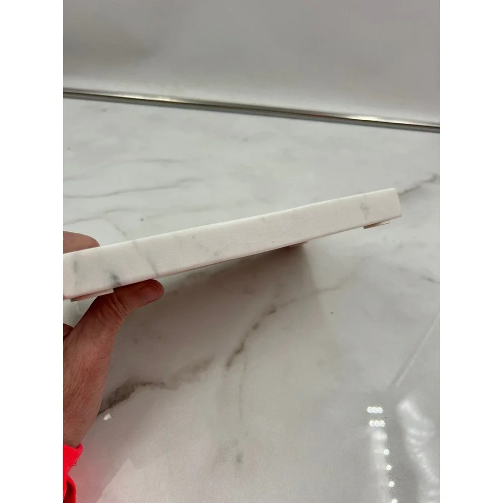 The Polished Jar Laureli White Marble Tray Rectangular Vanity Soap Dish 8.5x5in
